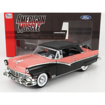 AUTOWORLD FORD USA FAIRLANE SUNLINER CABRIOLET OPEN 1956 - BLACK PINK 1/18
