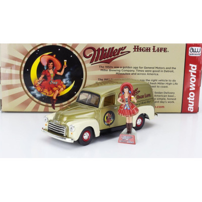 AUTOWORLD GMC DELIVERY TRUCK WITH MILLER FIGURE 1951 - GOLD 1/24
