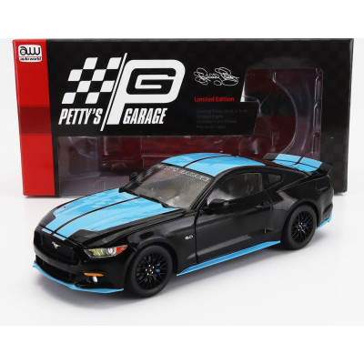 AUTOWORLD FORD USA MUSTANG 5.0 GT COUPE CUSTOM PETTY'S GARAGE 2015 - BLACK BLUE 1/18
