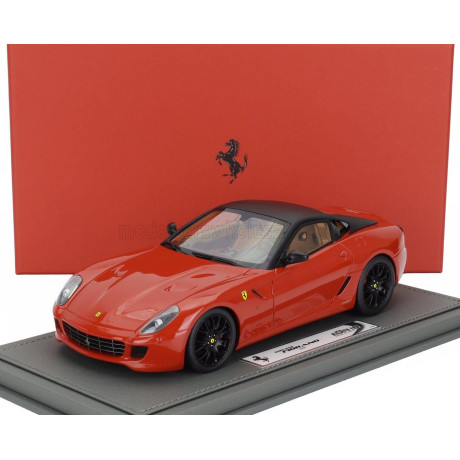 BBR MODELS FERRARI 599 GTB FIORANO 2007 - F1 GEAR BOX - CAMBIO F1 - CON VETRINA - WITH SHOWCASE - ROSSO CORSA - RED BLACK 1/18