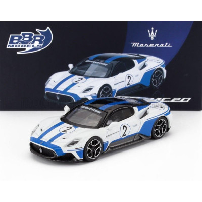 BBR MODELS MASERATI MC20 N 2 RACING ERFORMANCE EXPERIENCE 2024 - WHITE BLUE 1/64
