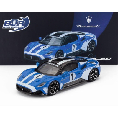 BBR MODELS MASERATI MC20 N 1 RACING 2024 - BLUE WHITE 1/64