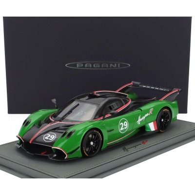 BBR MODELS PAGANI HUAYRA R N 29 RACING 2021 - CON VETRINA - WITH SHOWCASE - BLACK CARBON GREEN 1/18