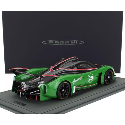 BBR MODELS PAGANI HUAYRA R N 29 RACING 2021 - CON VETRINA - WITH SHOWCASE - BLACK CARBON GREEN 1/18