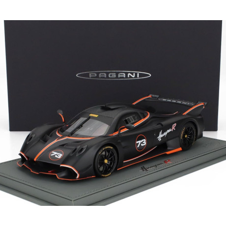 BBR MODELS PAGANI HUAYRA R N 73 RACING 2021 - CON VETRINA - WITH SHOWCASE - MATT BLACK CARBON 1/18