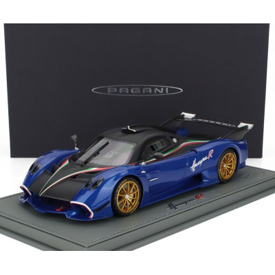 BBR MODELS PAGANI HUAYRA R 2021 - CON VETRINA - WITH SHOWCASE - BLU FRANCIA - BLUE MATT BLACK 1/18