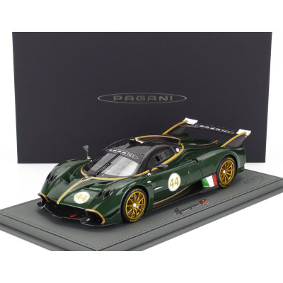 BBR MODELS PAGANI HUAYRA R N 44 RACING 2021 - CON VETRINA - WITH SHOWCASE - VERDE SMERALDO - GREEN CARBON 1/18