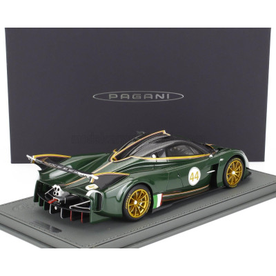 BBR MODELS PAGANI HUAYRA R N 44 RACING 2021 - CON VETRINA - WITH SHOWCASE - VERDE SMERALDO - GREEN CARBON 1/18