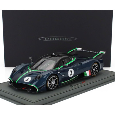 BBR MODELS PAGANI HUAYRA R N 2 RACING 2021 - CON VETRINA - WITH SHOWCASE - MATT BLUE BLACK CARBON 1/18