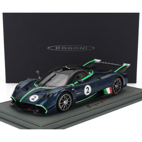 BBR MODELS PAGANI HUAYRA R N 2 RACING 2021 - CON VETRINA - WITH SHOWCASE - MATT BLUE BLACK CARBON 1/18