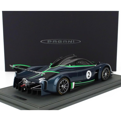 BBR MODELS PAGANI HUAYRA R N 2 RACING 2021 - CON VETRINA - WITH SHOWCASE - MATT BLUE BLACK CARBON 1/18