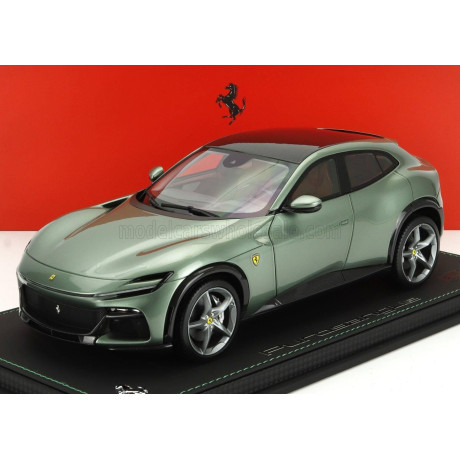 BBR MODELS FERRARI PUROSANGUE SUV CARBON ROOF 2022 - CON VETRINA - WITH SHOWCASE - VERDE DORA - LIGHT GREEN MET 1/18
