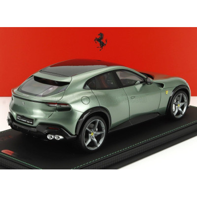BBR MODELS FERRARI PUROSANGUE SUV CARBON ROOF 2022 - CON VETRINA - WITH SHOWCASE - VERDE DORA - LIGHT GREEN MET 1/18