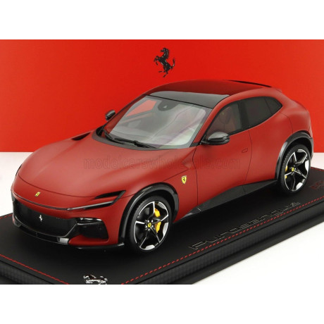 BBR MODELS FERRARI PUROSANGUE SUV PANORAMIC ROOF 2022 - CON VETRINA - WITH SHOWCASE - ROSSO F1-75 - MATT RED 1/18