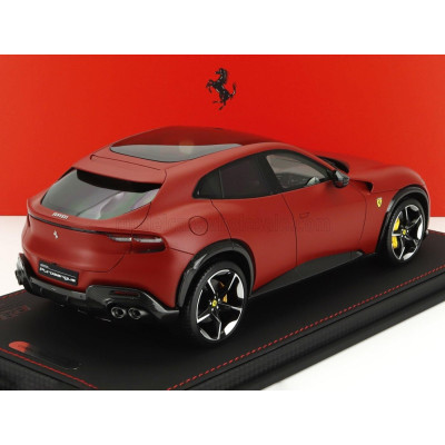 BBR MODELS FERRARI PUROSANGUE SUV PANORAMIC ROOF 2022 - CON VETRINA - WITH SHOWCASE - ROSSO F1-75 - MATT RED 1/18
