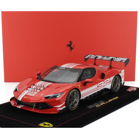 BBR MODELS FERRARI 296 GT3 3.0L TWIN TURBO V6 CHALLENGE N 32 LAUNCH VERSION 2023 - CON VETRINA - WITH SHOWCASE - RED WHITE 1/18