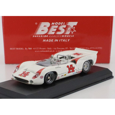 BEST MODEL LOLA T70 MKIII SPIDER N 14 LAGUNA SECA 1967 BUD MORLEY - WHITE RED 1/43
