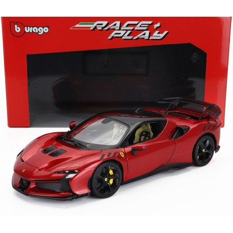 BURAGO FERRARI SF90XX STRADALE 2024 - ROSSO MAGMA - RED MET BLACK 1/18