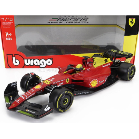 BURAGO FERRARI F1-75 SCUDERIA FERRARI N 16 2nd MONZA GP ITALY (POLE POSITION) 2022 CHARLES LECLERC - YELLOW WHEELS - FULL EXCLUS