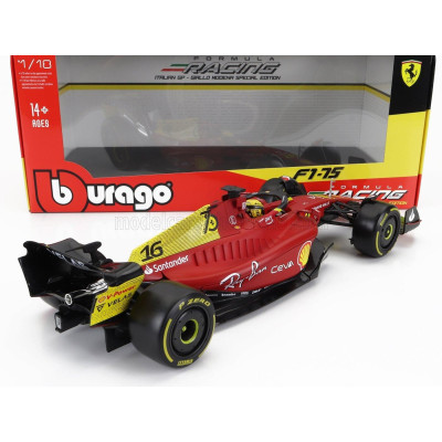 BURAGO FERRARI F1-75 SCUDERIA FERRARI N 16 2nd MONZA GP ITALY (POLE POSITION) 2022 CHARLES LECLERC - YELLOW WHEELS - FULL EXCLUS