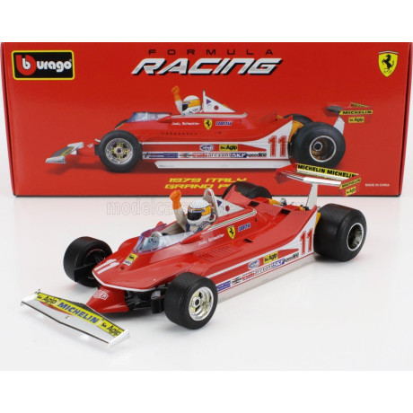 BURAGO FERRARI F1  312T4 N 11 WINNER GP MONZA JODY SCHECKTER (WITH PILOT FIGURE) 1979 WORLD CHAMPION - RED 1/18