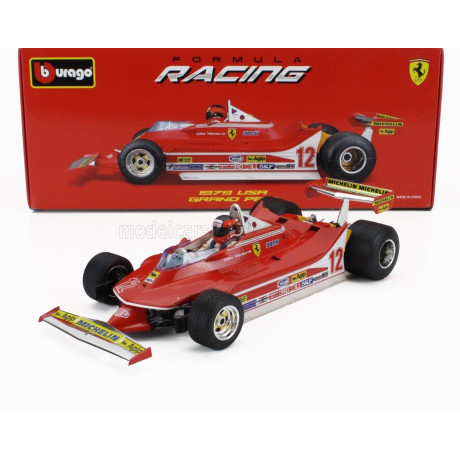 BURAGO FERRARI F1  312T4 N 12 WINNER WATKINS GLEN GP USA (WITH PILOT FIGURE AND RAIN WHEELS) 1979 GILLES VILLENEUVE - RED 1/18