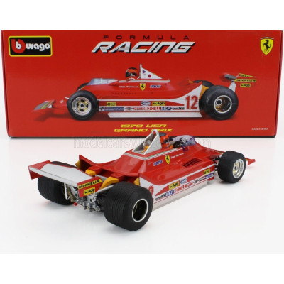 BURAGO FERRARI F1  312T4 N 12 WINNER WATKINS GLEN GP USA (WITH PILOT FIGURE AND RAIN WHEELS) 1979 GILLES VILLENEUVE - RED 1/18