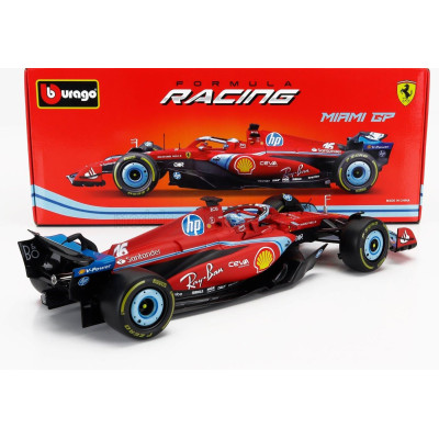 BURAGO FERRARI F1  SF-24 TEAM SCUDERIA FERRARI N 16 3rd MIAMI GP 2024 CHARLES LECLERC - RED BLACK LIGHT BLUE 1/18