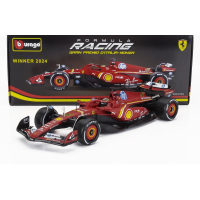 BURAGO FERRARI F1  SF-24 TEAM SCUDERIA FERRARI N 16 WINNER ITALY MONZA GP 2024 CHARLES LECLERC - RED WHITE BLACK 1/18