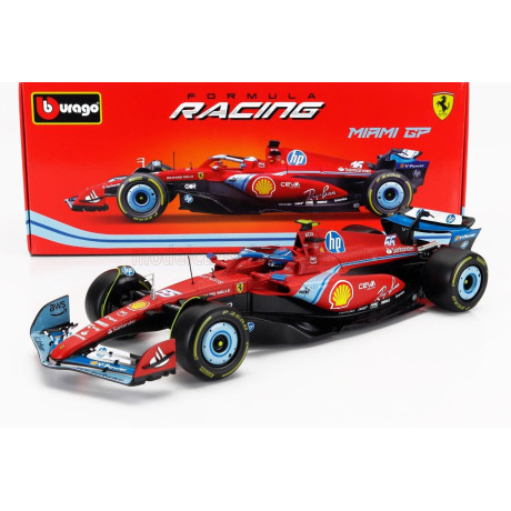 BURAGO FERRARI F1  SF-24 TEAM SCUDERIA FERRARI N 55 5th MIAMI GP 2024 CARLOS SAINZ - RED BLACK LIGHT BLUE 1/18