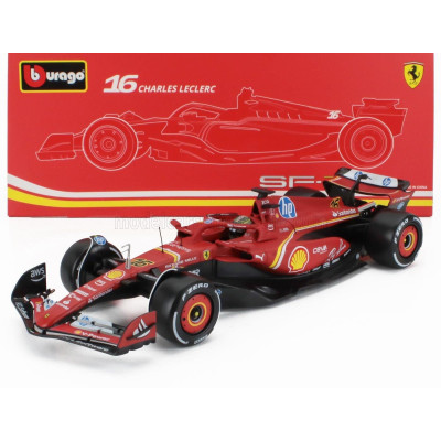 BURAGO FERRARI F1  SF-24 TEAM SCUDERIA FERRARI N 16 WINNER ITALY MONZA GP 2024 CHARLES LECLERC - CON VETRINA - WITH SHOWCASE - R