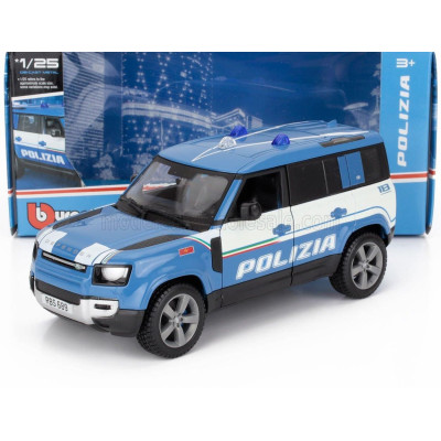 BURAGO LAND ROVER NEW DEFENDER 110 POLIZIA 2020 - LIGHT BLUE 1/25