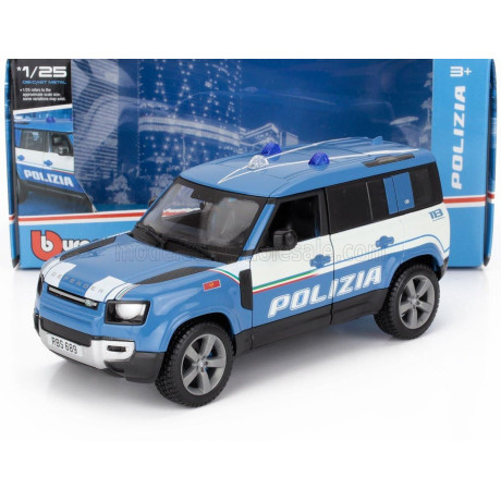 BURAGO LAND ROVER NEW DEFENDER 110 POLIZIA 2020 - LIGHT BLUE 1/25