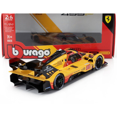 BURAGO FERRARI 499P 3.0L TURBO V6 TEAM AF CORSE N  83 24h LE MANS 2024 ROBERT KUBICA - ROBERT SHWARTZMAN - YIFEI YE - YELLOW RED
