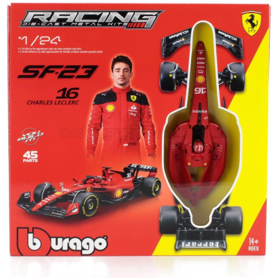 BURAGO FERRARI F1  SF-23 TEAM SCUDERIA FERRARI N 16 SEASON 2023 CHARLES LECLERC - RED BLACK 1/24
