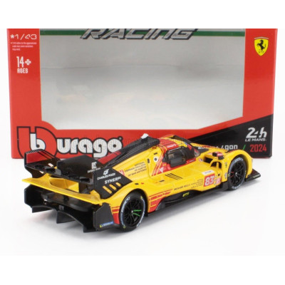 BURAGO FERRARI 499P 3.0L TURBO V6 TEAM AF CORSE N  83 24h LE MANS 2024 ROBERT KUBICA - ROBERT SHWARTZMAN - YIFEI YE - YELLOW RED