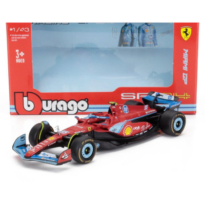 BURAGO FERRARI F1  SF-24 TEAM SCUDERIA FERRARI N 55 5th MIAMI GP 2024 CARLOS SAINZ - RED BLACK LIGHT BLUE 1/43