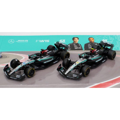 BURAGO MERCEDES GP SET F1  2X W15 EQ PERFORMANCE TEAM AMG PETRONAS MOTORSPORT N 44 SEASON 2024 LEWIS HAMILTON + N 63 SEASON 2024