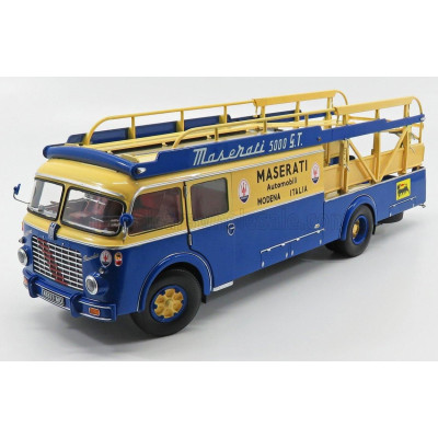 CMR FIAT 642RN2 TRUCK BARTOLETTI MASERATI CAR TRANSPORTER 1957 - BLUE YELLOW 1/18
