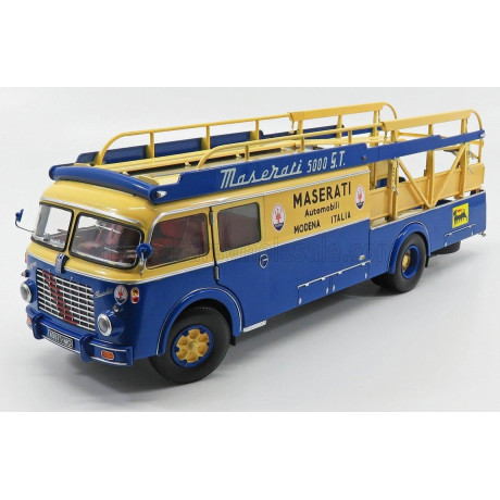 CMR FIAT 642RN2 TRUCK BARTOLETTI MASERATI CAR TRANSPORTER 1957 - BLUE YELLOW 1/18