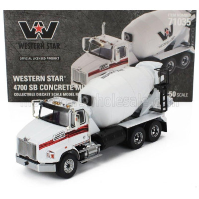 DM MODELS WESTERN STAR 4700 SB BETONIERA TANKER CEMENT MIXER TRUCK 3-ASSI 2018 - WHITE 1/50