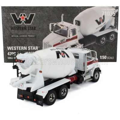 DM MODELS WESTERN STAR 4700 SB BETONIERA TANKER CEMENT MIXER TRUCK 3-ASSI 2018 - WHITE 1/50