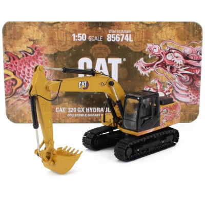 DM MODELS CATERPILLAR CAT320 GX ESCAVATORE CINGOLATO - TRACTOR HYDRAULIC EXCAVATOR SCRAPER - YELLOW BLACK 1/50