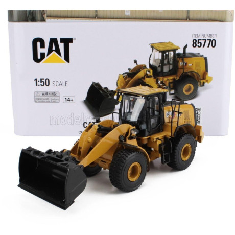 DM MODELS CATERPILLAR CAT950 RUSPA GOMMATA - SCRAPER TRACTOR WHEEL LOADER - YELLOW BLACK 1/50