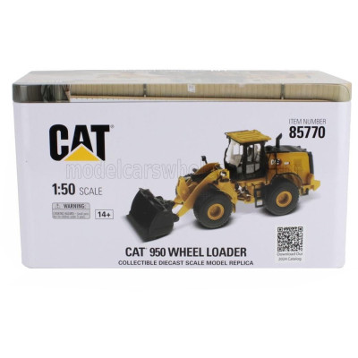 DM MODELS CATERPILLAR CAT950 RUSPA GOMMATA - SCRAPER TRACTOR WHEEL LOADER - YELLOW BLACK 1/50
