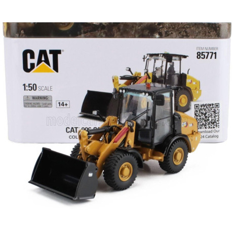 DM MODELS CATERPILLAR CAT906 COMPACT RUSPA GOMMATA - SCRAPER TRACTOR WHEEL LOADER - YELLOW BLACK 1/50