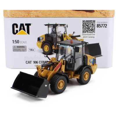 DM MODELS CATERPILLAR CAT906 COMPACT ELECTRIC RUSPA GOMMATA - SCRAPER TRACTOR WHEEL LOADER - YELLOW BLACK 1/50
