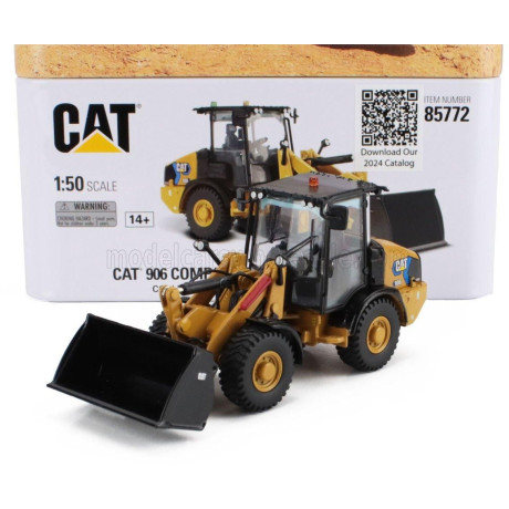 DM MODELS CATERPILLAR CAT906 COMPACT ELECTRIC RUSPA GOMMATA - SCRAPER TRACTOR WHEEL LOADER - YELLOW BLACK 1/50