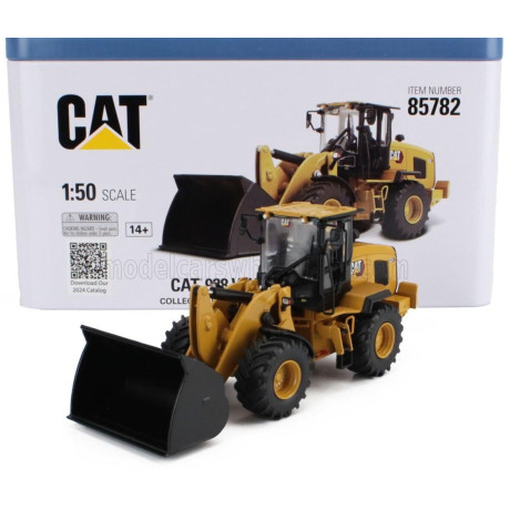 DM MODELS CATERPILLAR CAT938 RUSPA GOMMATA - SCRAPER TRACTOR WHEEL LOADER - YELLOW BLACK 1/50