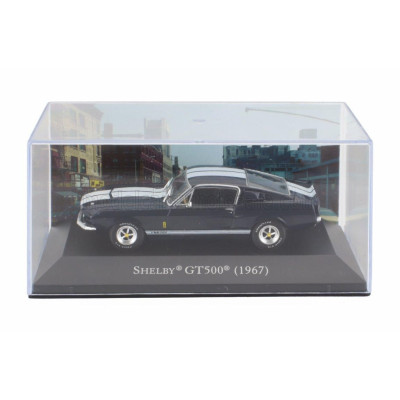 EDICOLA FORD USA MUSTANG SHELBY GT500 COUPE 1967 - CON VETRINA - WITH SHOWCASE - BLUE WHITE 1/43
